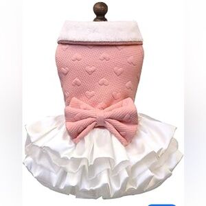 Kessie Princess Queen Fashion Model Pink and White Dog Dress with Bow